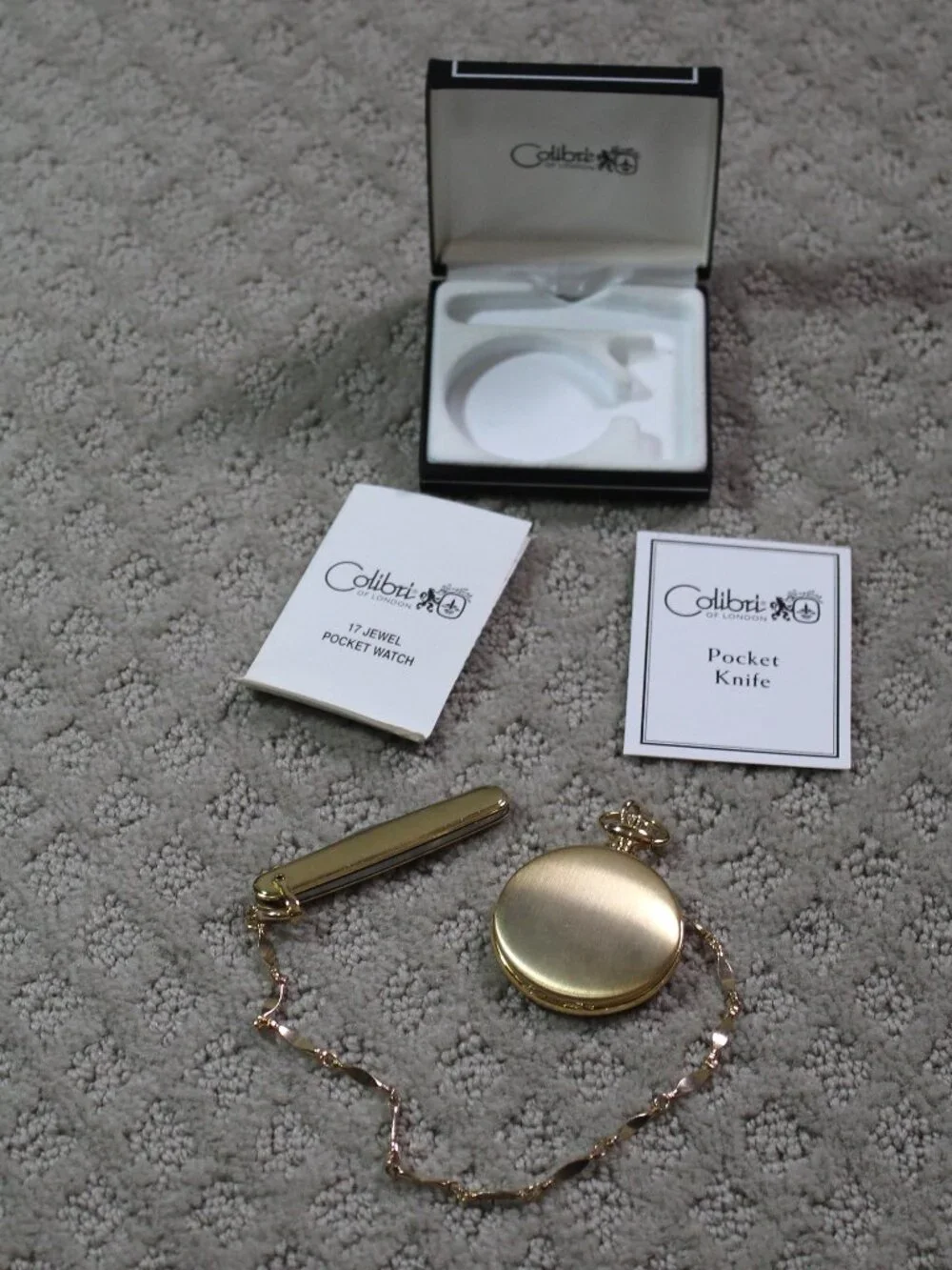 NEW Colibri Of London Pocket Watch & Knife Timepieces W/ Papers & Box